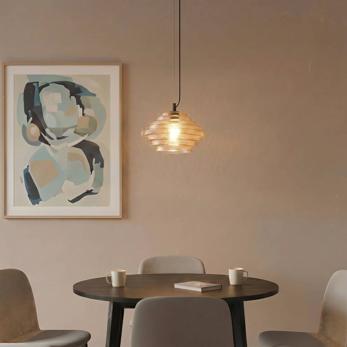 Suspension en verre moderne, Orliana ambre, noir, LINDBY