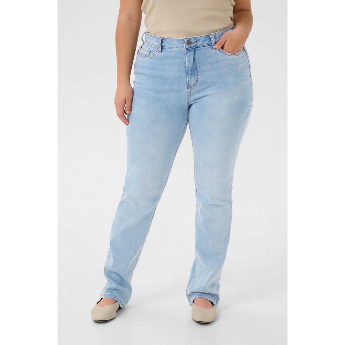 Jeans bleu light blue washed denim, KAFFE CURVE