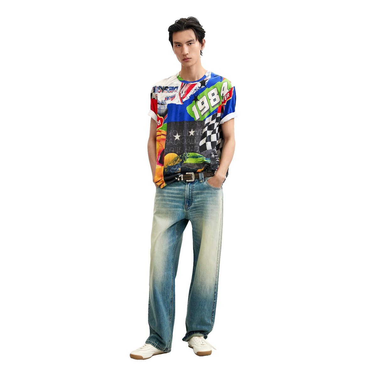 T-shirt imprimé racing rouge, DESIGUAL