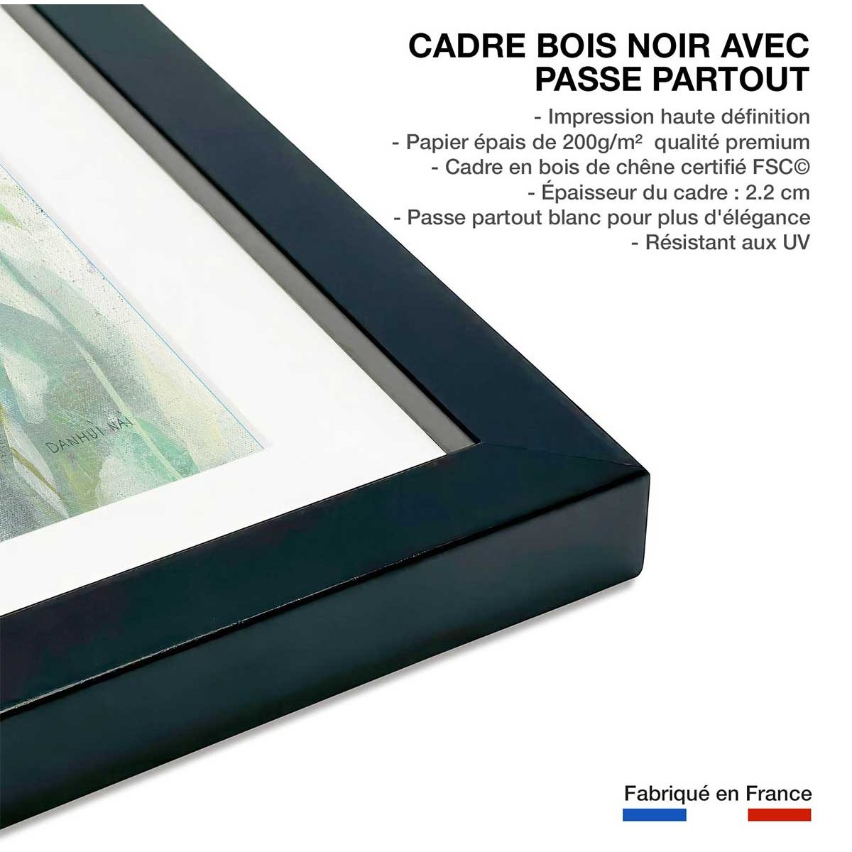 Affiche Bouquet d'été affiche + cadre en bois - noir, HEXOA
