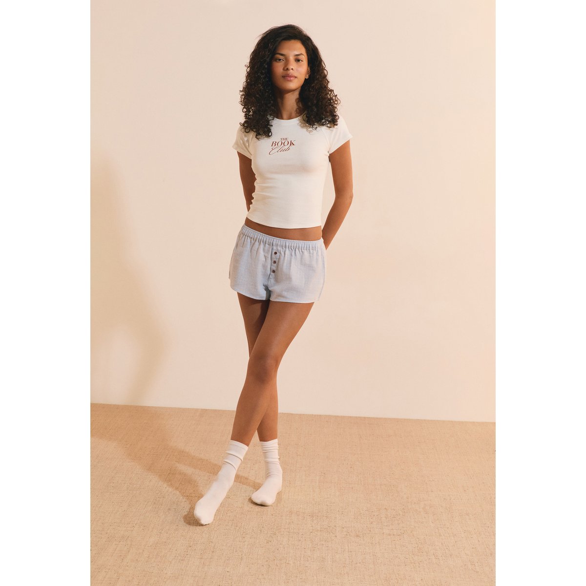 T-shirt avec inscription "the book club" en coton RIKO ecru, ETAM