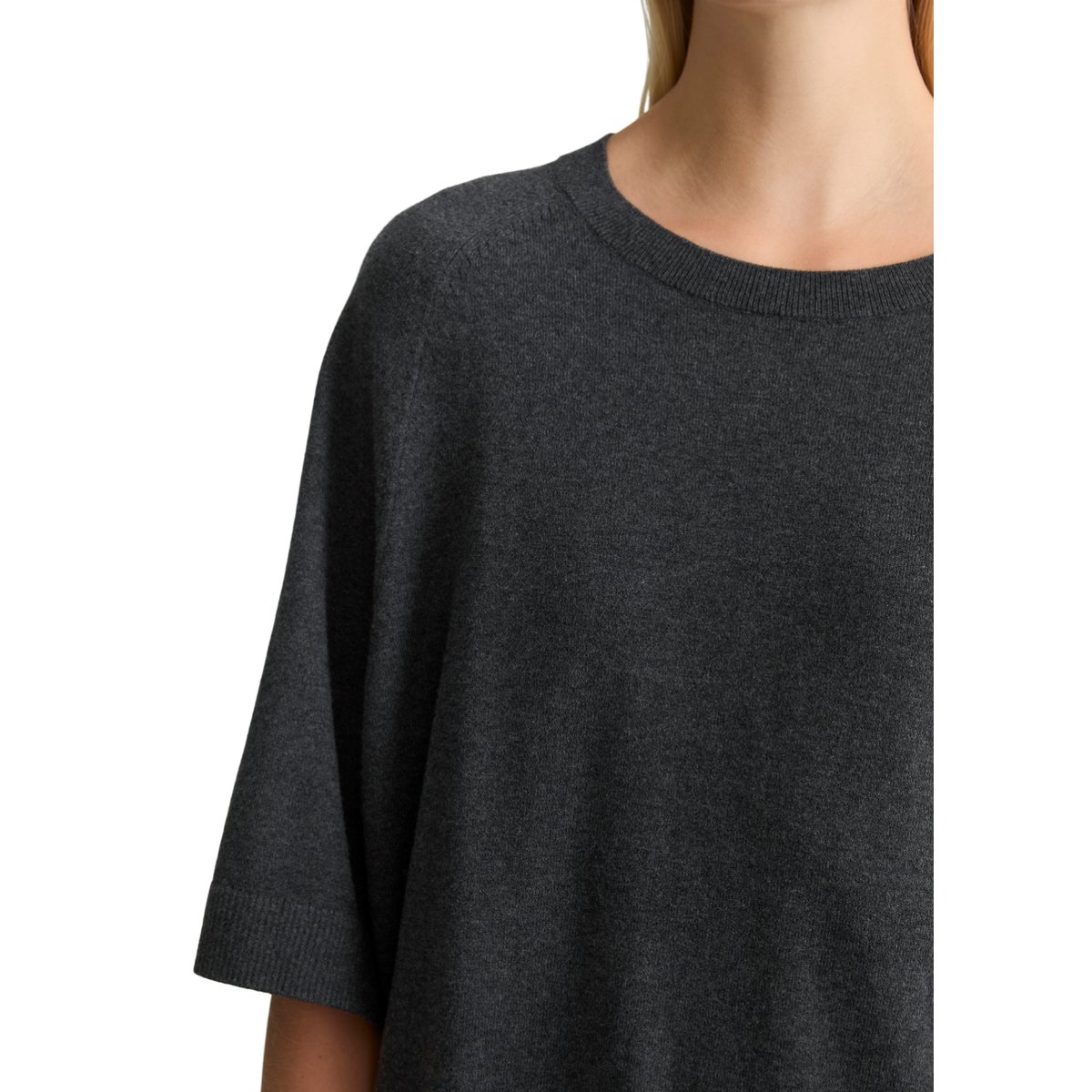 Pull en maille oversize en Soft Cotton Stretch gris, MARC O’POLO DENIM