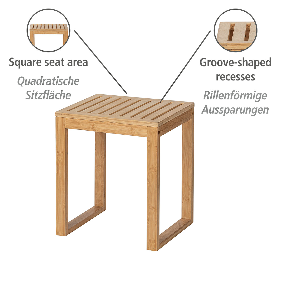 Tabouret de salle de bain en bambou BAMBUSA marron, WENKO