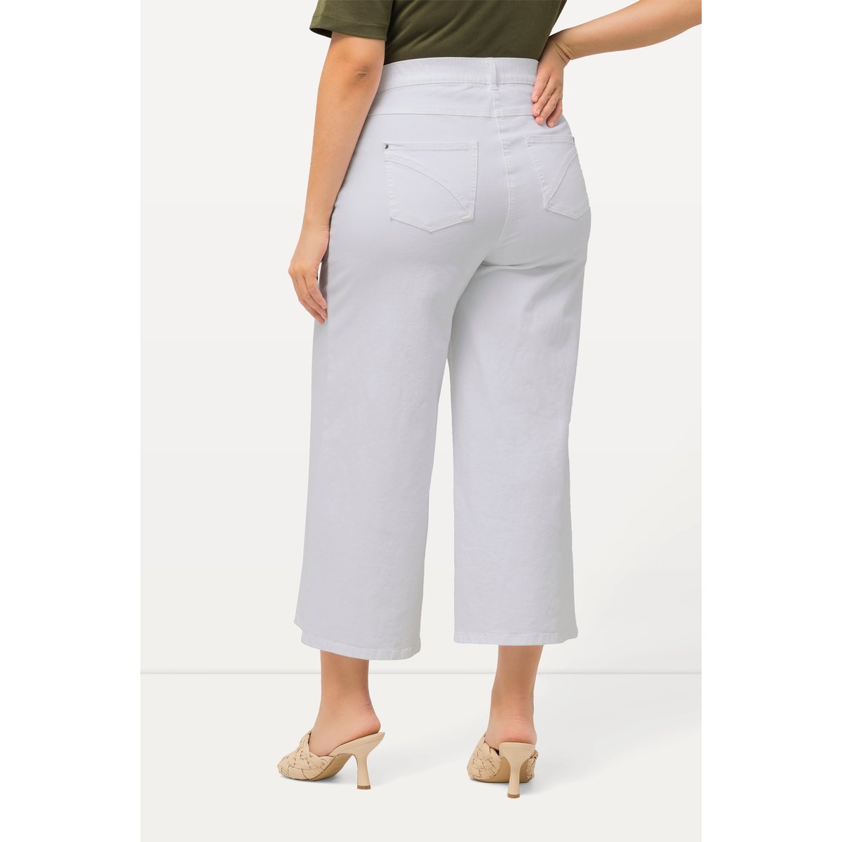 Jupe-culotte en jean. Coupe Marlene à jambe blanc neige, ULLA POPKEN