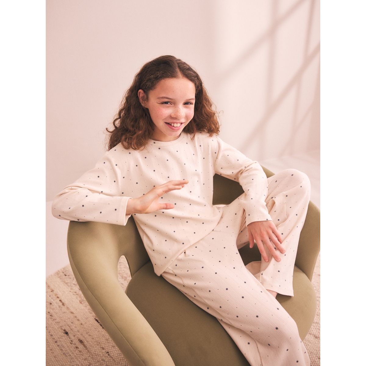 Pyjama large en pointelle, lot de 1 noir/écru, NEXT