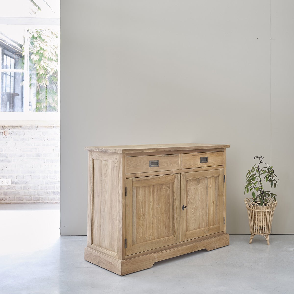 Buffet en teck massif 120 cm 2 portes 2 tiroirs  BOSTON naturel, BERAH GETAH