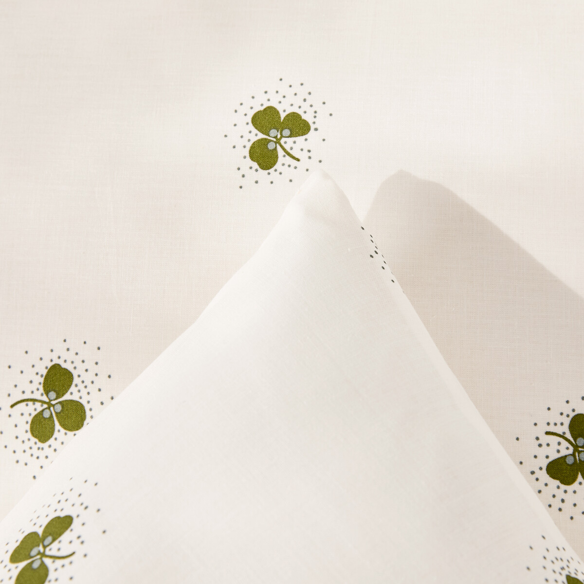 Parure da letto cotone riciclato al 30%, federa quadrata, stampa trifoglio, LUCKY CLOVER fantasia, LA REDOUTE INTERIEURS