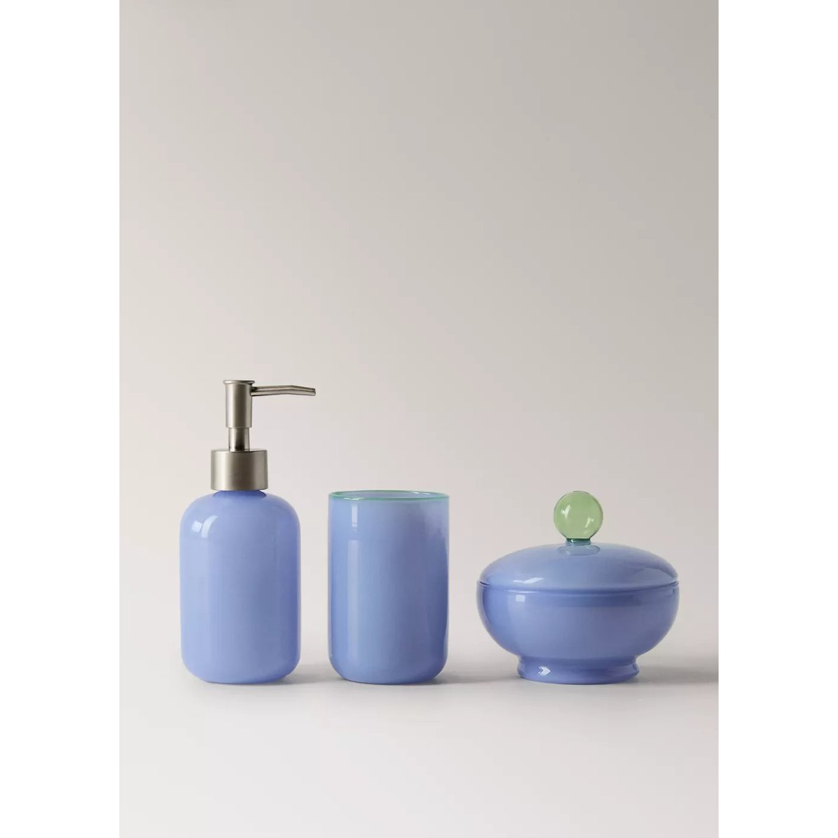 Distributeur de savon coloré en borosilicate bleu, MANGO HOME