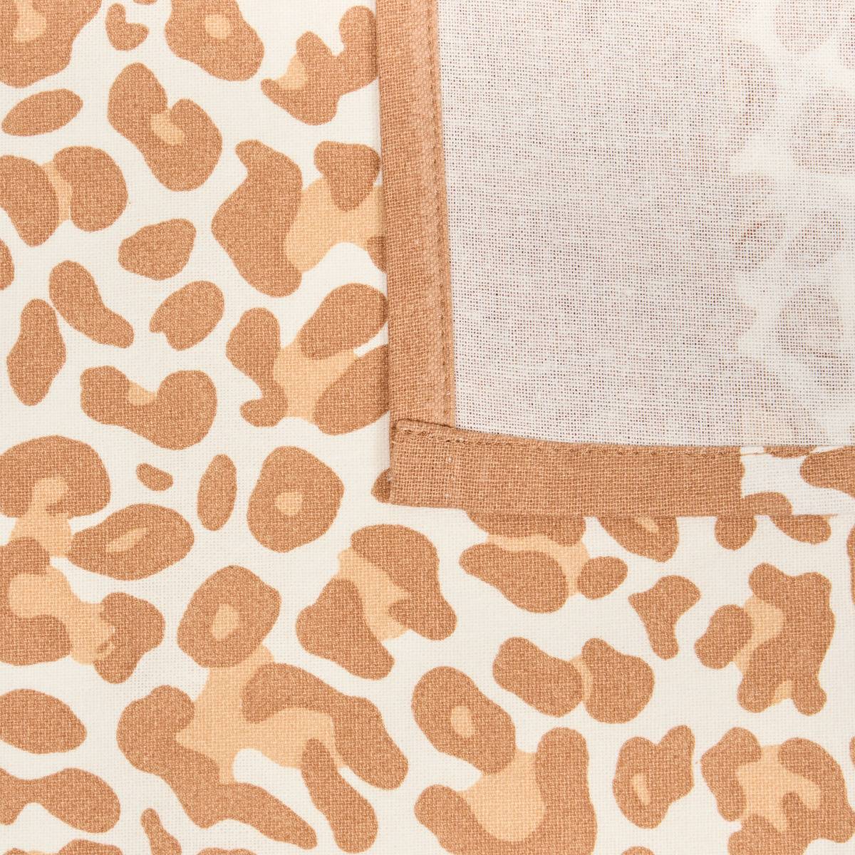 Nappe rectangulaire motif animal LEOPADI beige lin, ATMOSPHERA