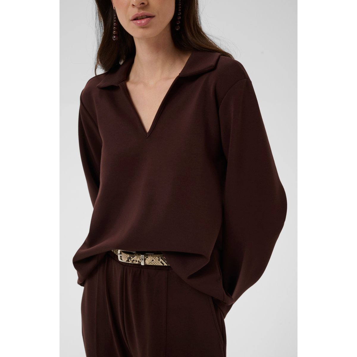 Blouse à manches longues marron coffeebean, CULTURE