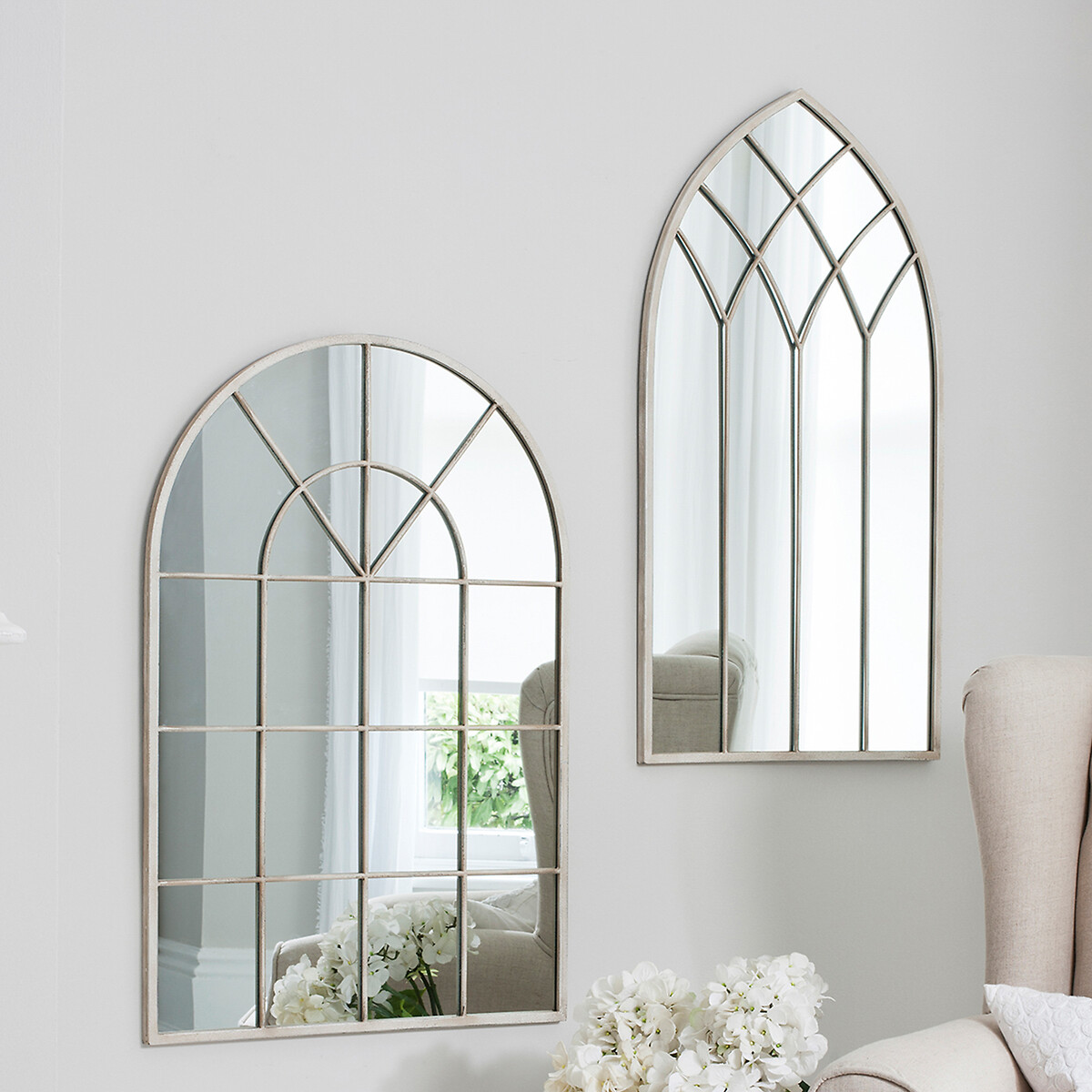 60x90cm Knox Arched Window Style Wall Mirror cream, ÉDITÉ