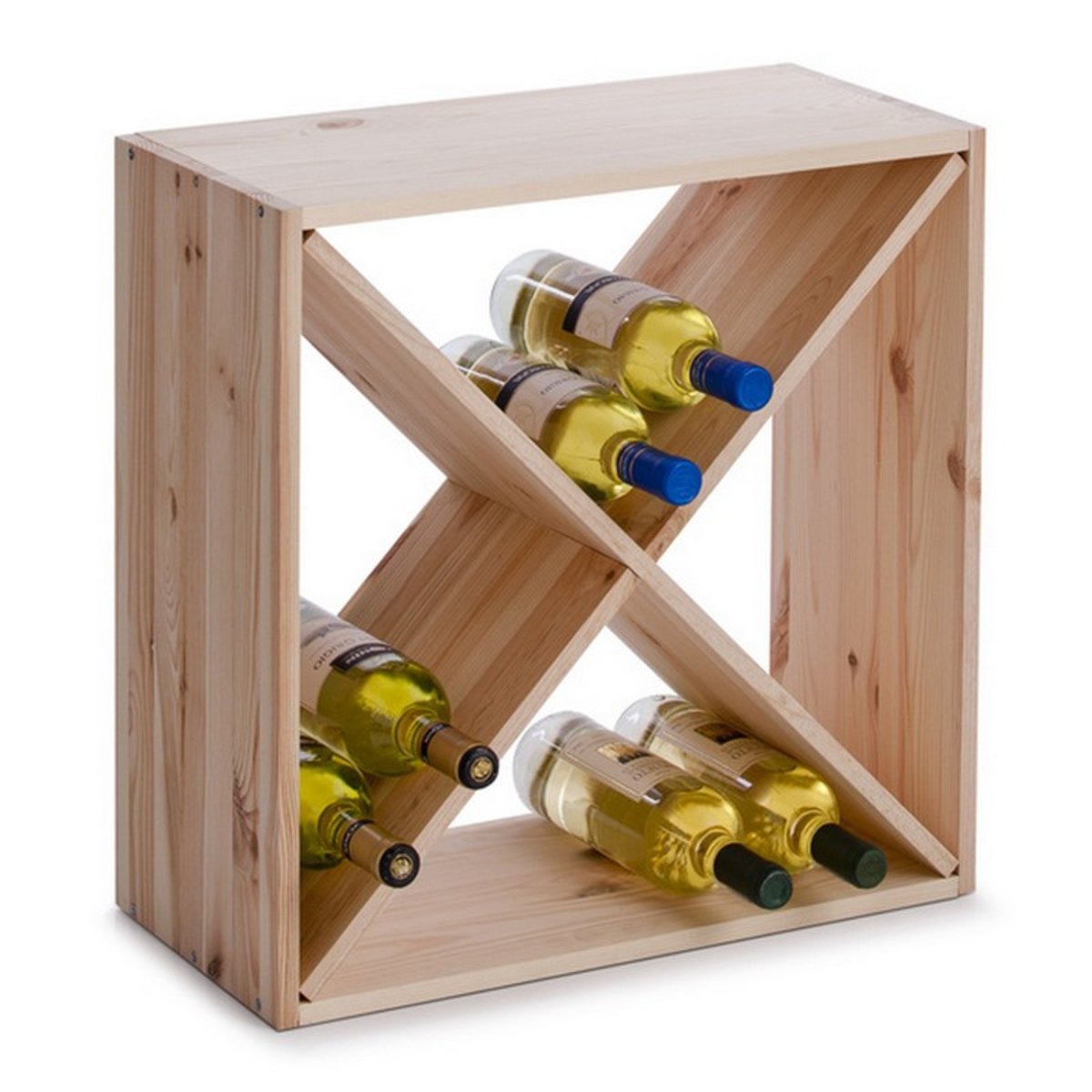 Casier à bouteilles de vin cube bois pin bois clair, ZELLER PRESENT