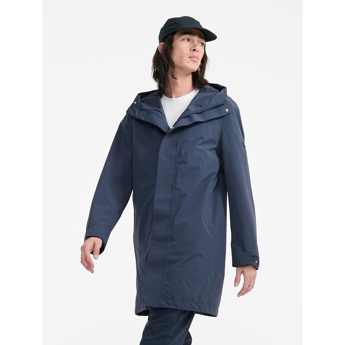 Parka longue MTD® 2 couches avec capuche bleu marine, AIGLE