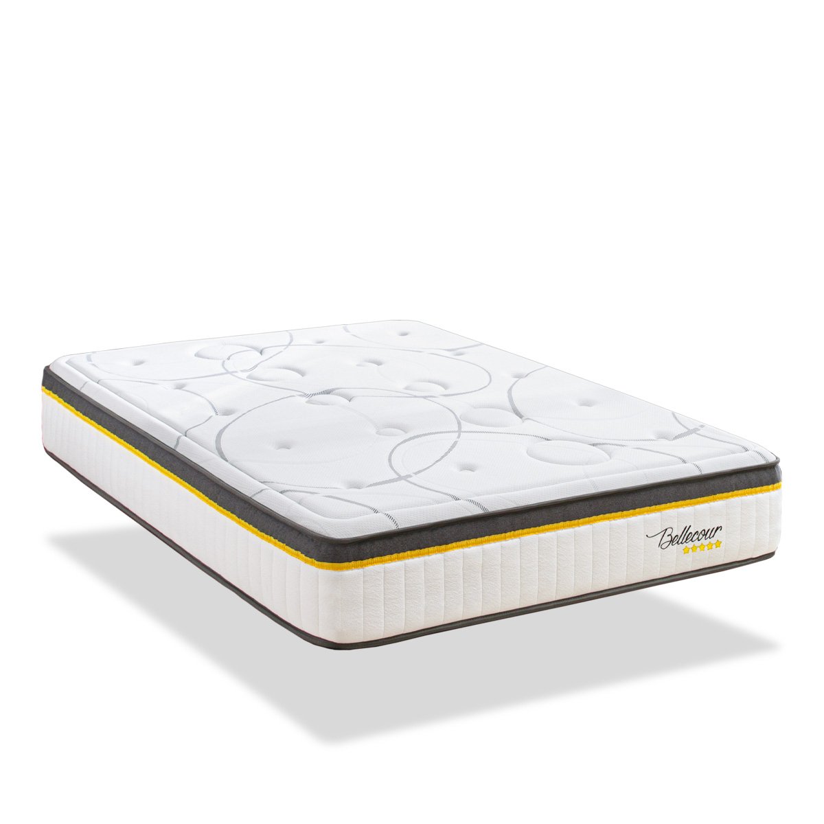 BELLECOUR LITERIE Ensemble Bellecour 3.0 140x190 cm Matelas Ressorts ensachés + Sommier Bois blanc, BELLECOUR
