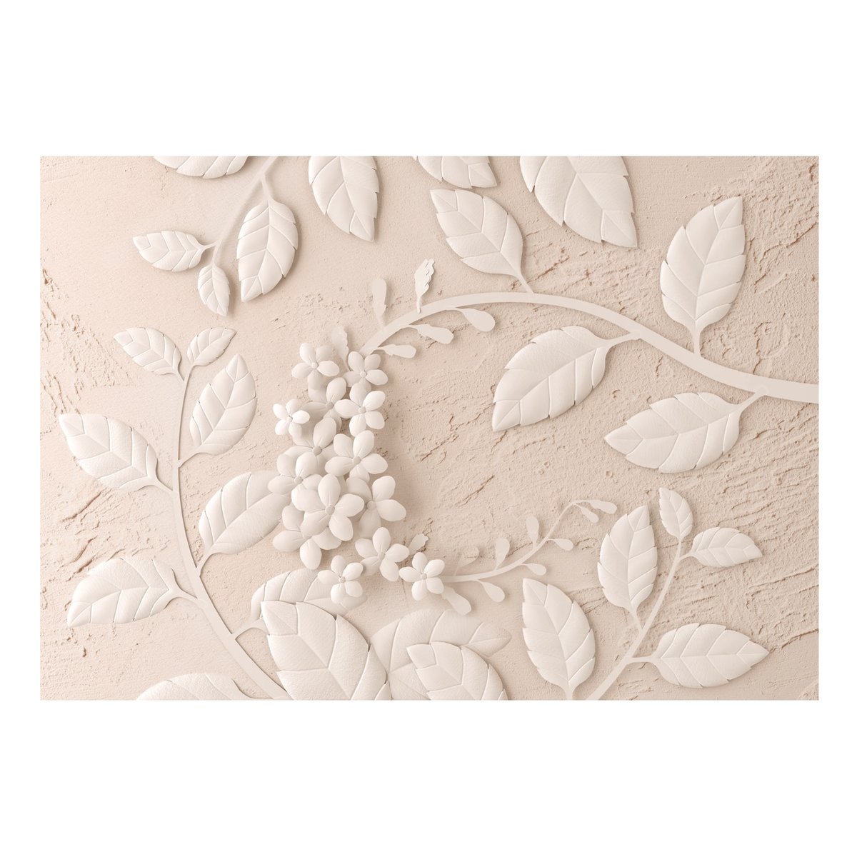 Papier peint intissé panoramique Fleurs Paper Flowers (Beige) beige, EDEN