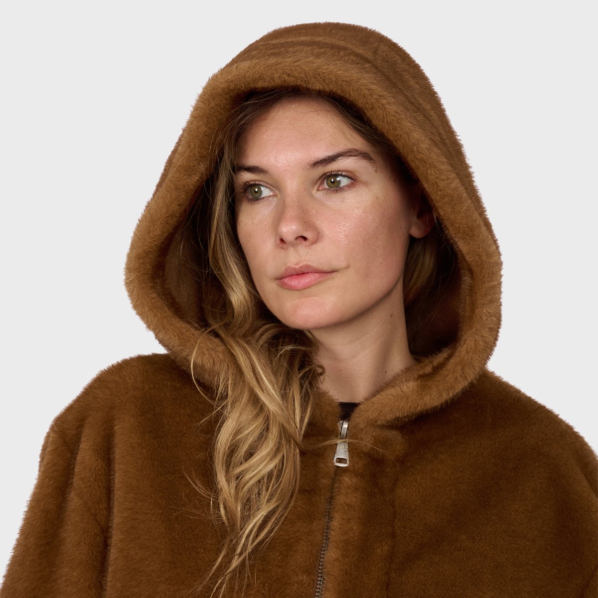 Blouson bomber zippé à capuche LISE fauve, OAKWOOD