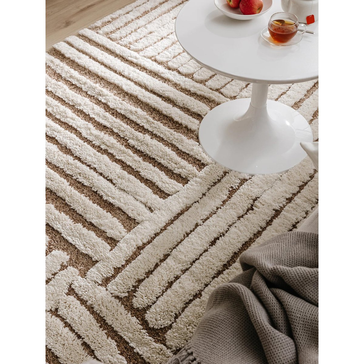 Tapis à poils longs TIBO crème/beige, BENUTA