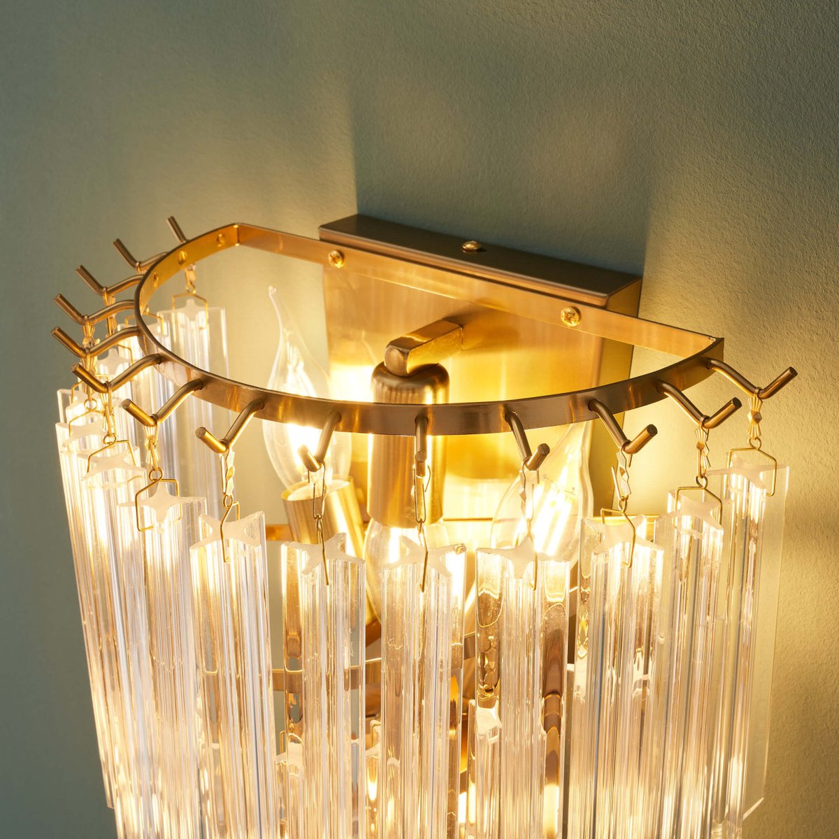 Applique chic à pampilles en cristal - ZEPHIA transparent et doré, KOSILUM
