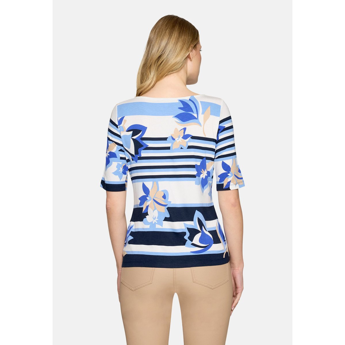 T-shirt basique à rayures horizontales bleu/blanc, BETTY BARCLAY