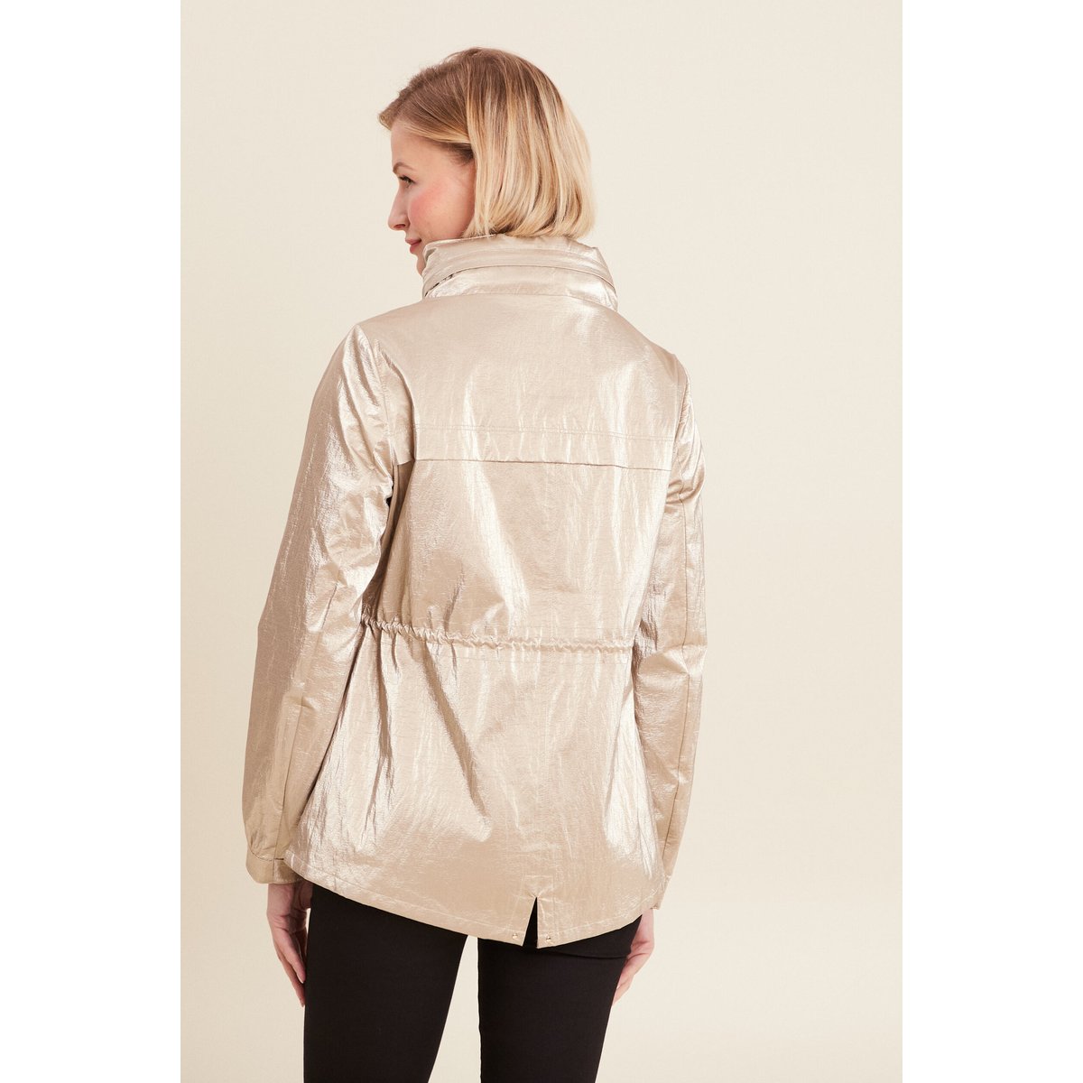 Parka courte métallisée beige, BREAL