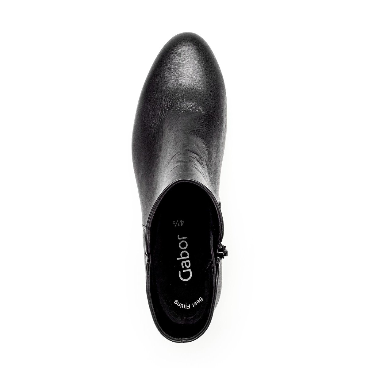 Bottines en cuir à talon décroché noir lisse, GABOR