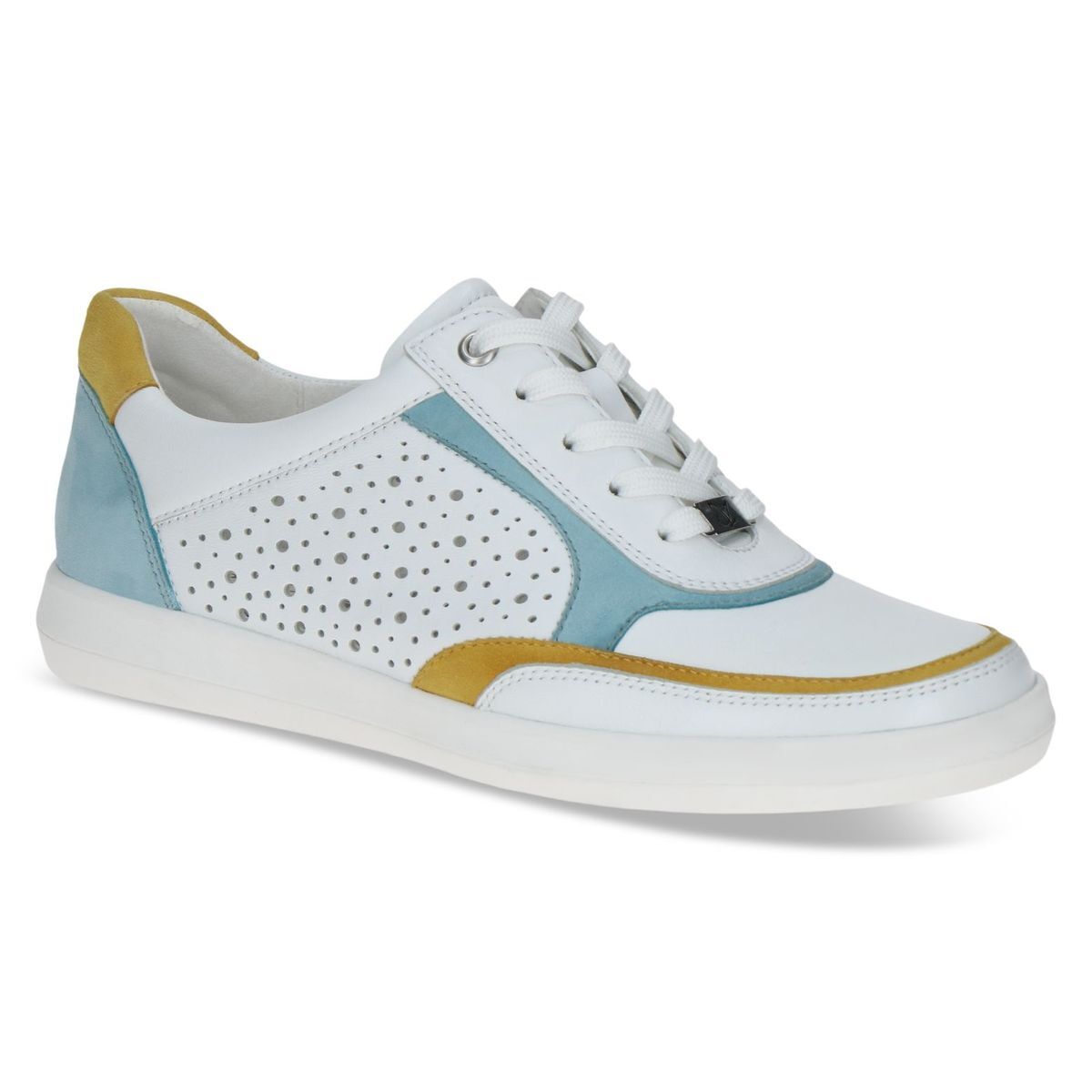 Basket en cuir blanc nacré, CAPRICE