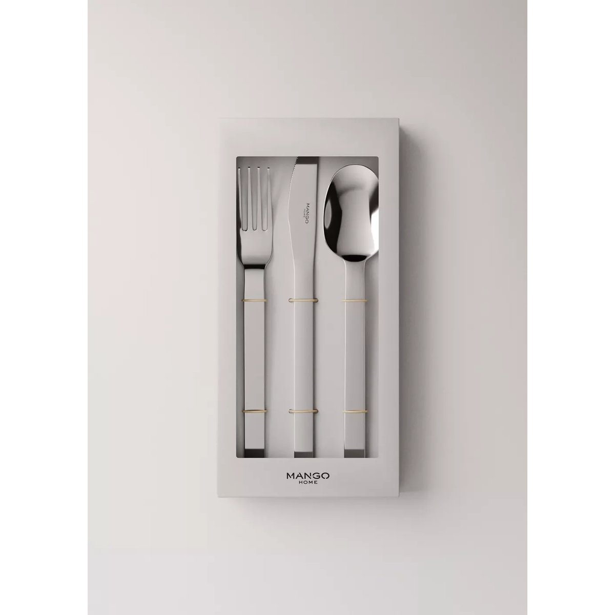 Ensemble de couverts 3 pièces acier inoxydable gris, MANGO HOME