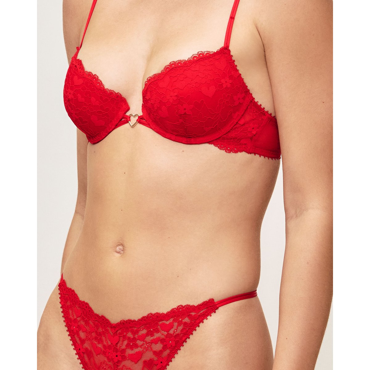 Soutien-gorge push-up en dentelle broderies coeurs FOREVERINLOVIZ rouge, UNDIZ