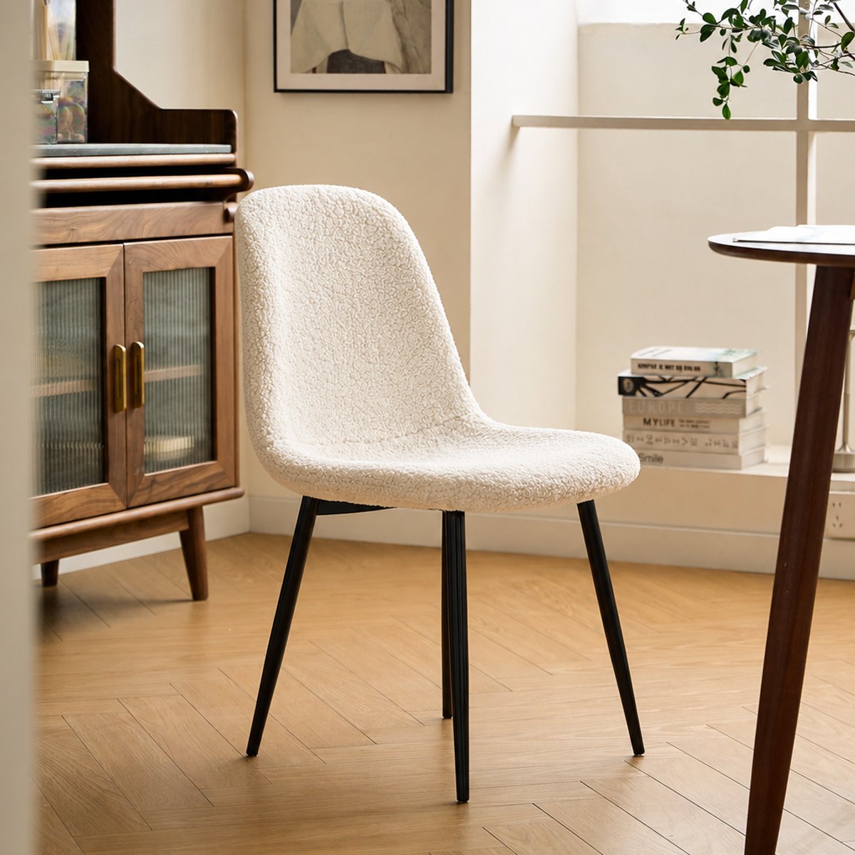 Lot de 4 chaises en bouclette, COPENHAGEN blanc cassé, NORDLYS