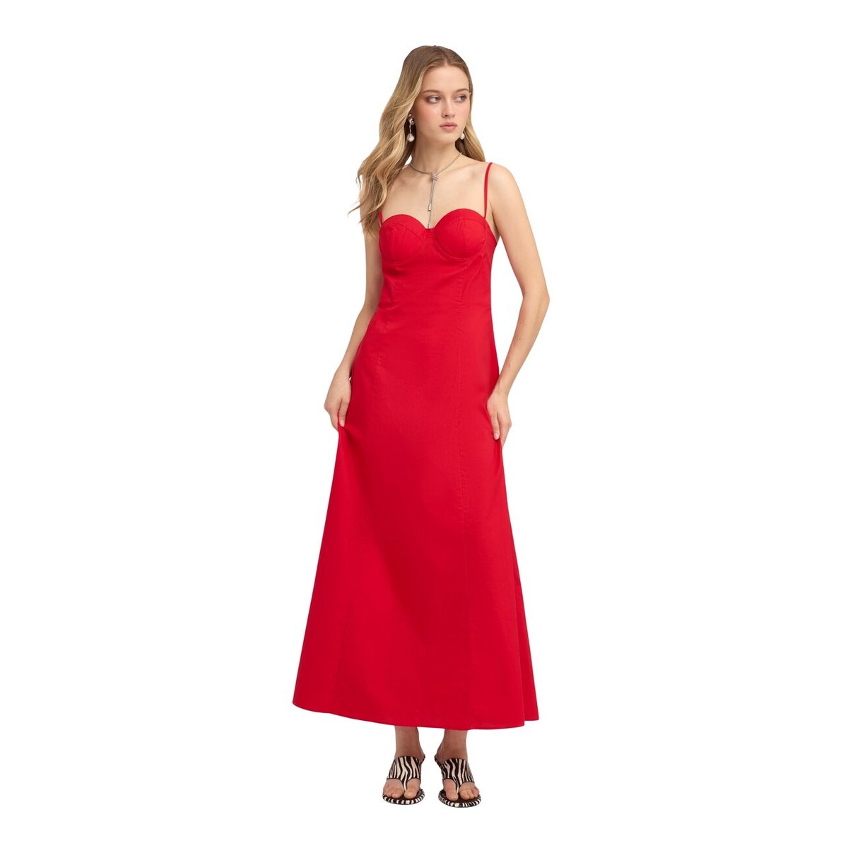 Robe longue ligne A avec bustier rouge, MOTIVI