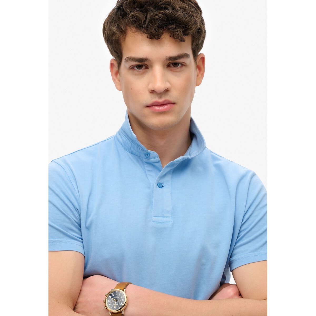 Polo en jersey bleu ciel, SUPERDRY