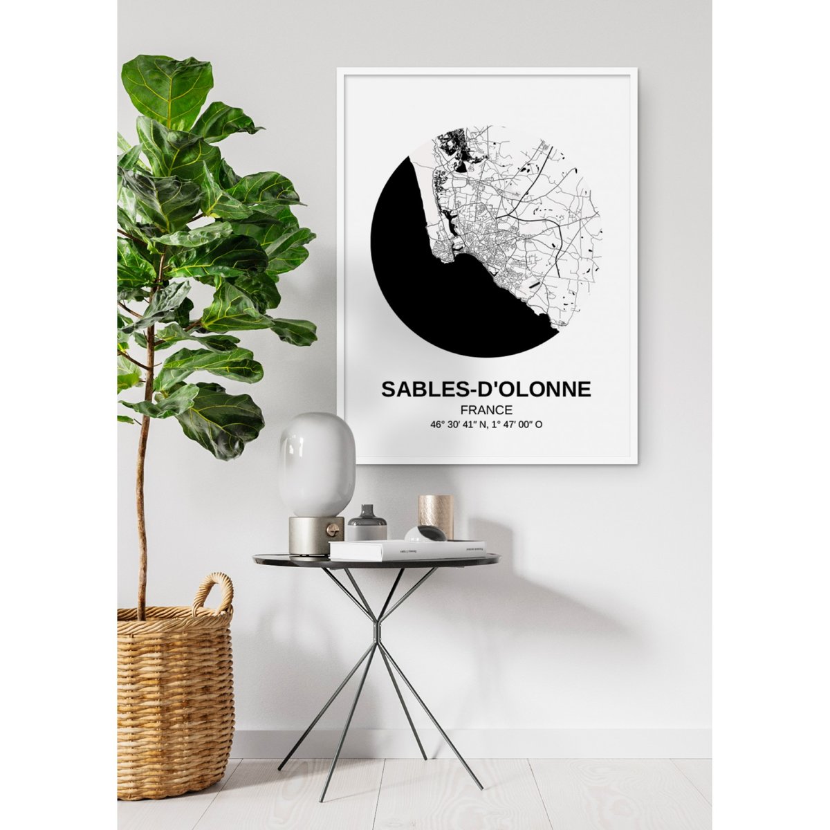 Affiche Carte Sables d'Olonne blanc, L'AFFICHERIE