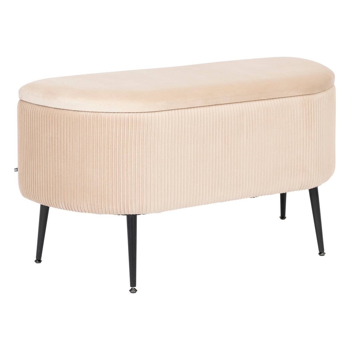 Banc coffre de rangement en velours SOLARO beige, ATMOSPHERA