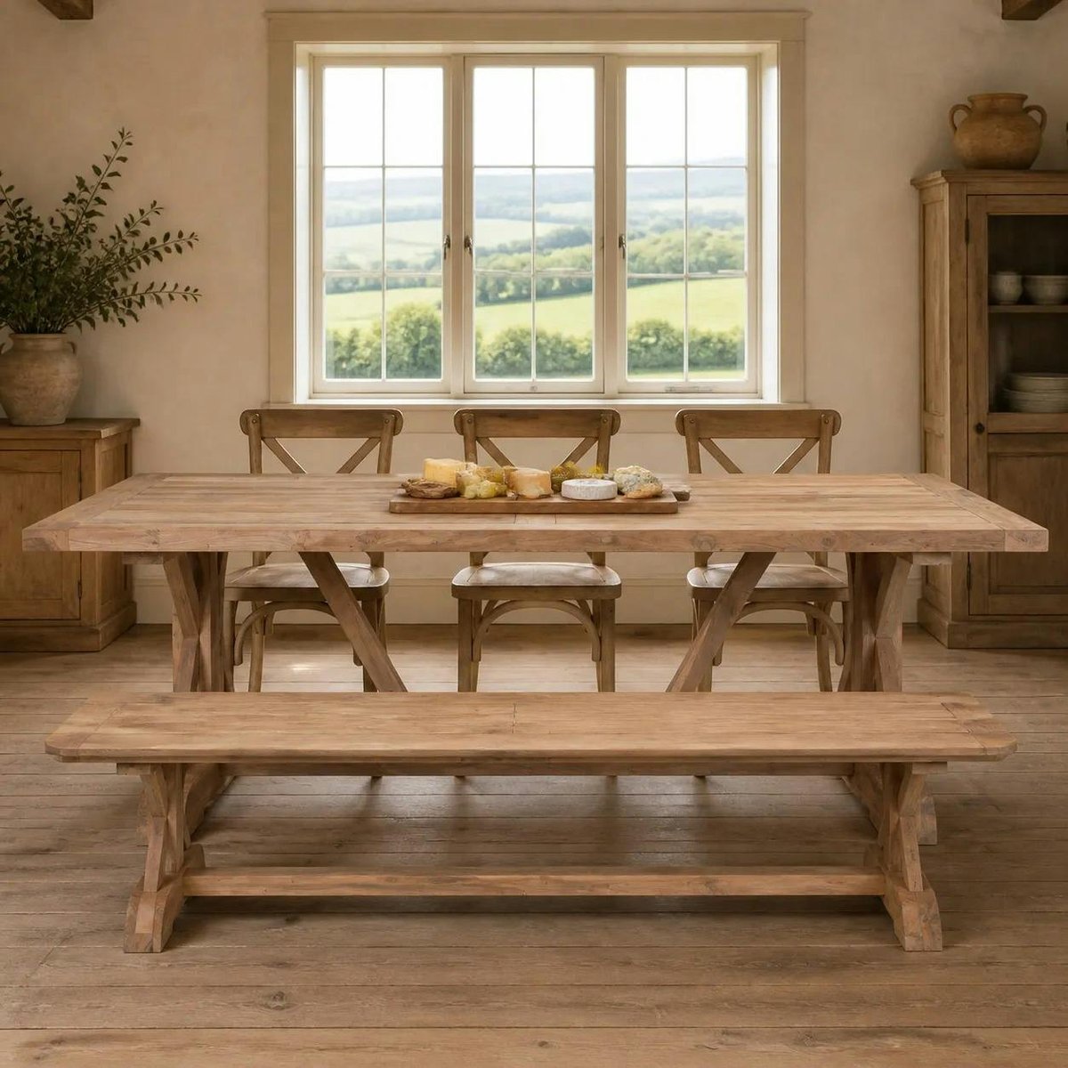 Table à manger en teck esprit campagne 240 cm BERRY bois naturel, PIER IMPORT