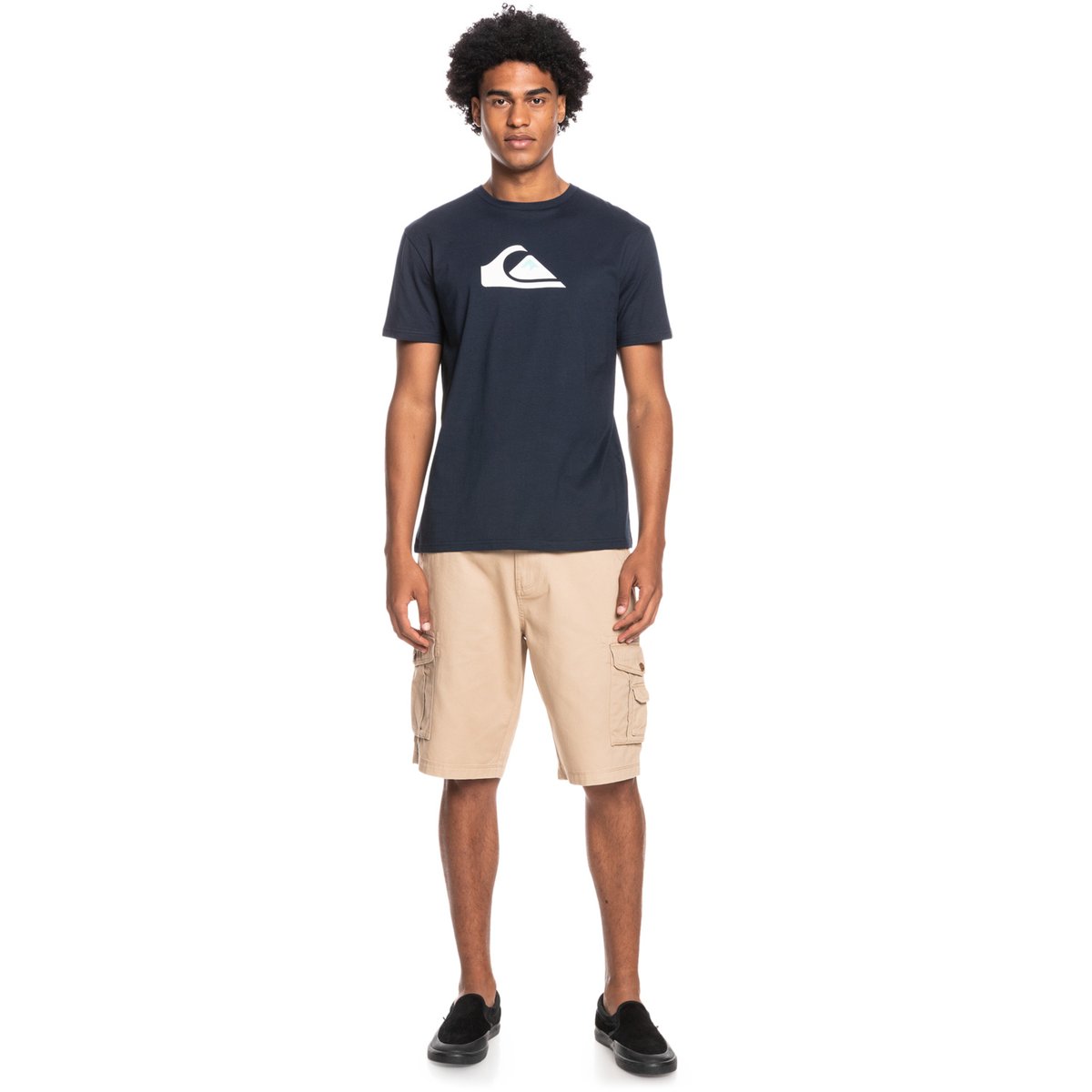T-shirt à manches courtes col rond logo bleu marine, QUIKSILVER