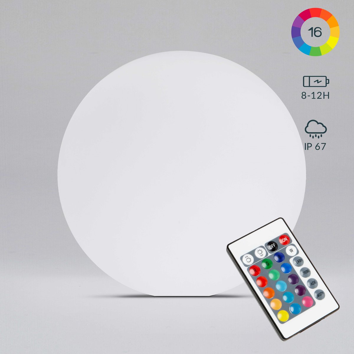 Boule lumineuse LED, 16 teintes (Ø40 cm) blanc, OVIALA