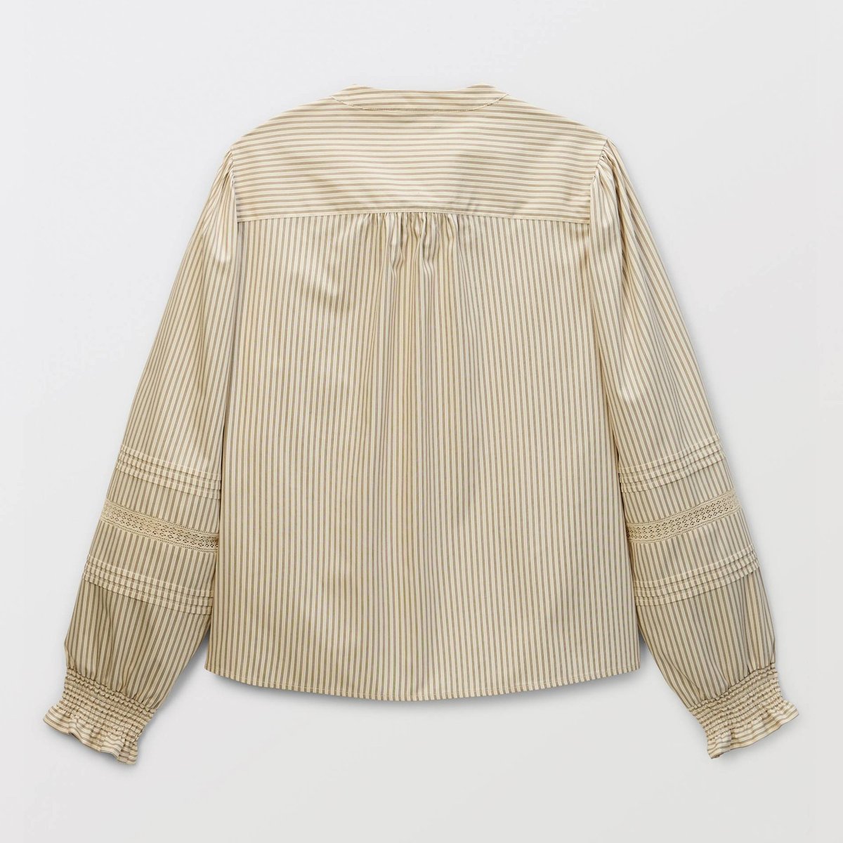 Blouse rayée manches longues en coton ecru, MONOPRIX