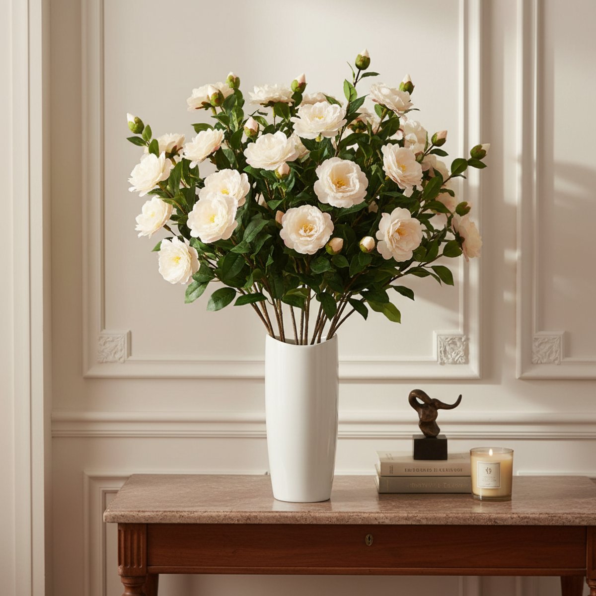 Tige de camélia artificielle H52 crème, SIA DECO