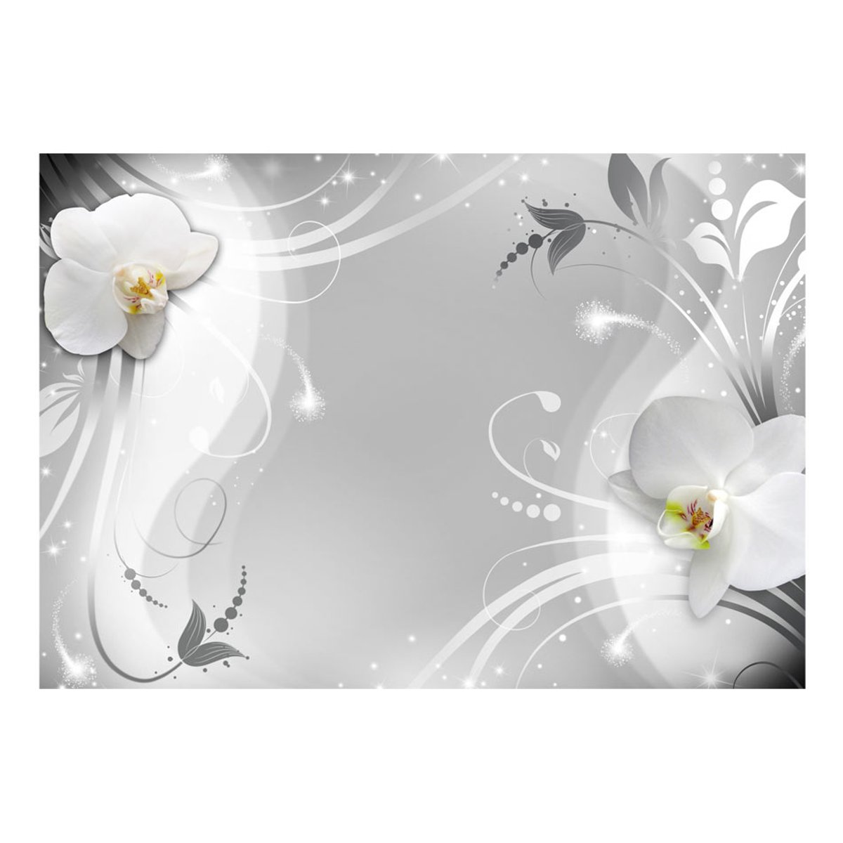 Papier peint intissé panoramique Fleurs Charming orchid gris / argent, EDEN