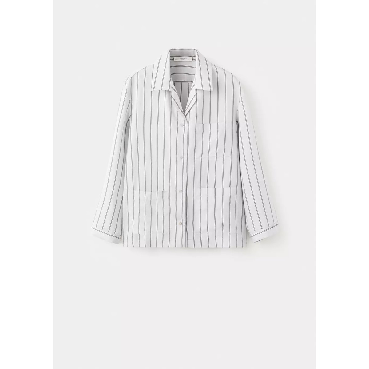 Chemise de pyjama à rayures avec poche avant gris, MANGO