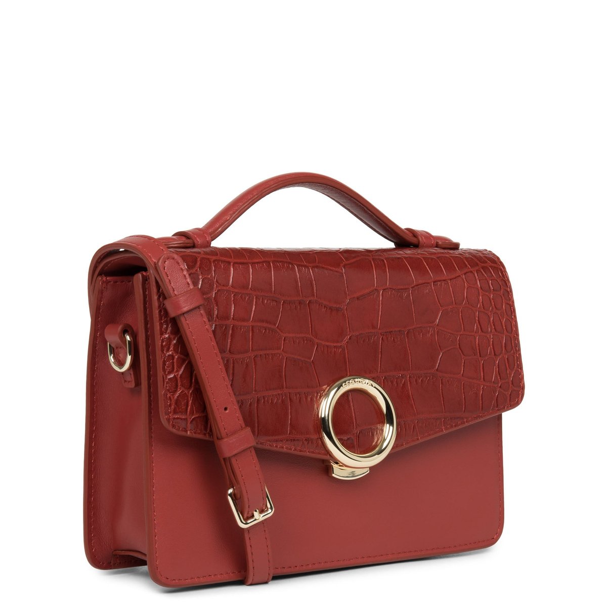 Sac à main à rabat MUSE BI-CROCO rouge, SEQUOIA
