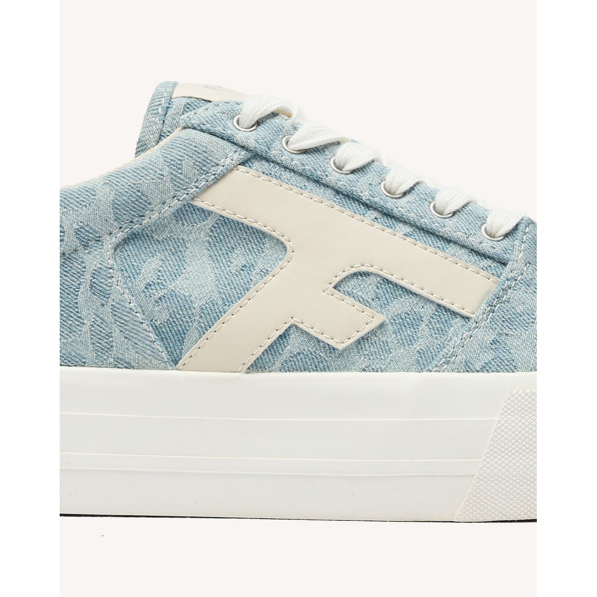Tennis basses tissu WALNUT PLATFORM bleu clair et crème, FAGUO