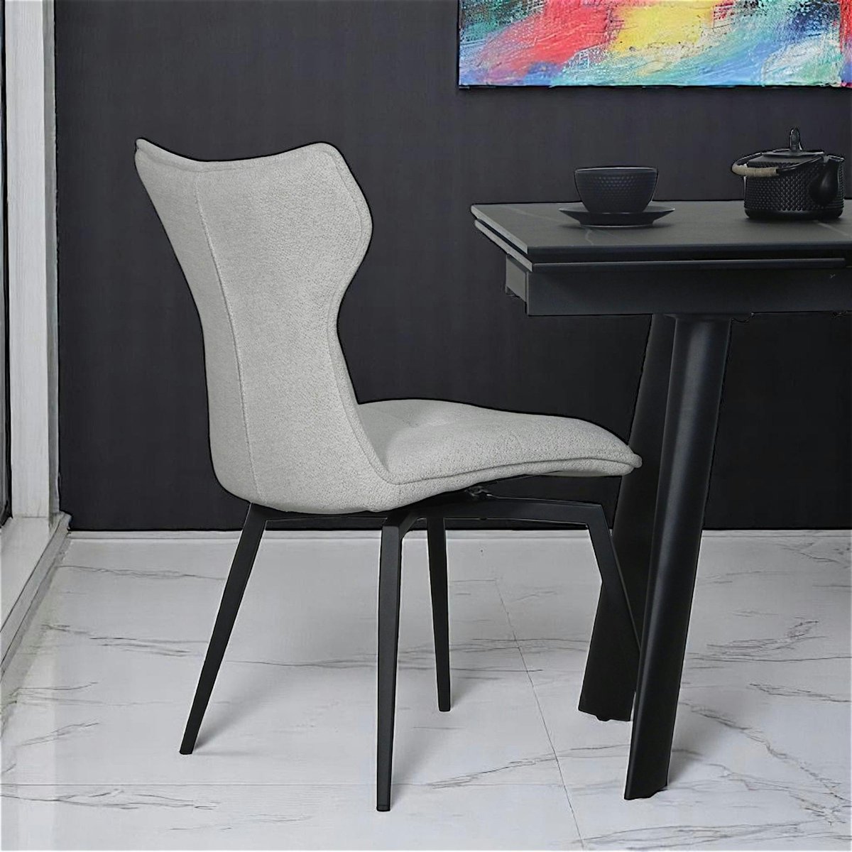 Chaise beige pivotante en velours avec passepoil (lot de 2) LOMBARDIE taupe, PIER IMPORT