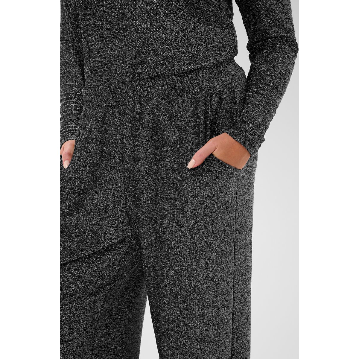 Pantalon en jersey argent noir silver black glitter, KAFFE CURVE