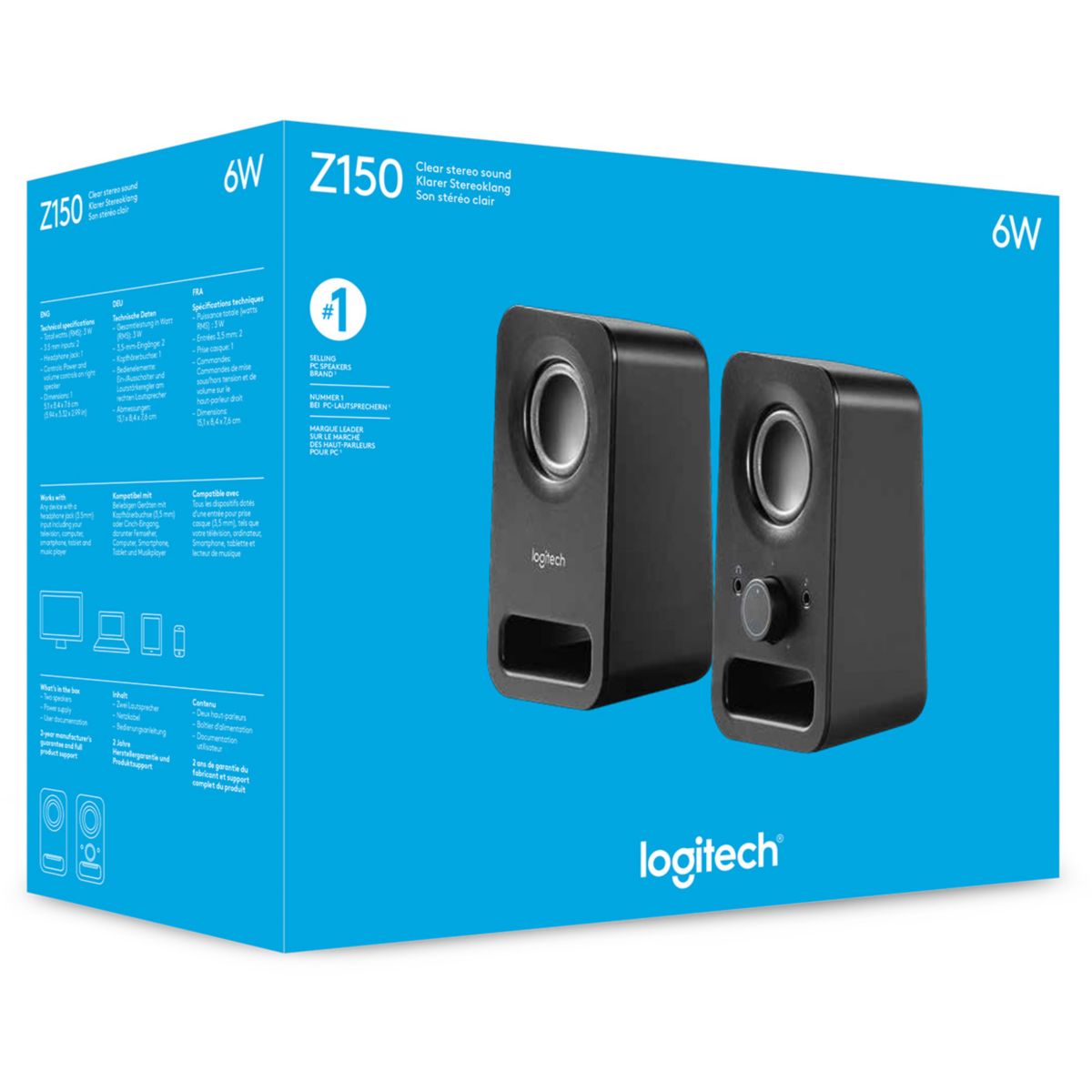 Enceinte PC Z150 Black 2.0 noir, LOGITECH