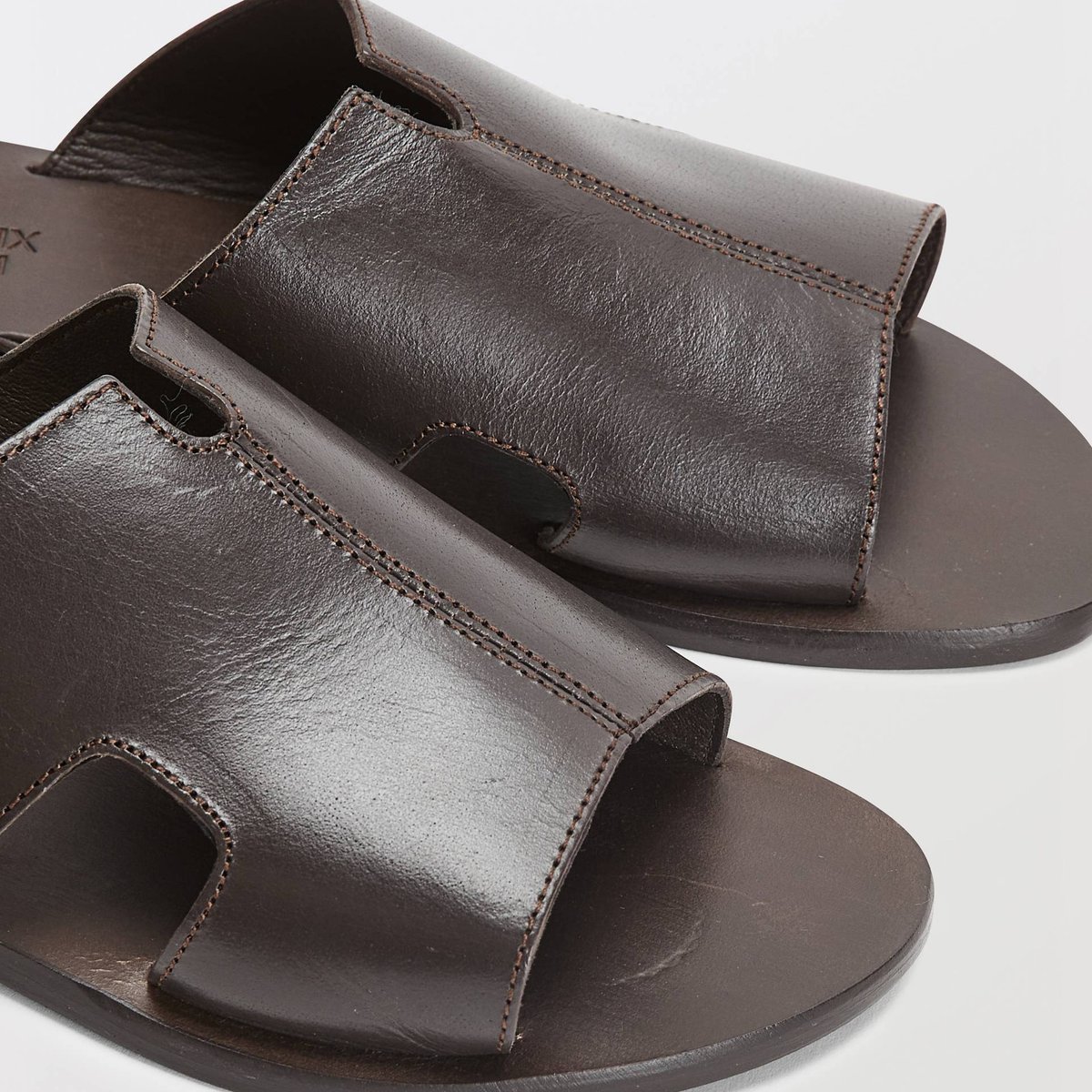 Mules en cuir arbre, MONOPRIX