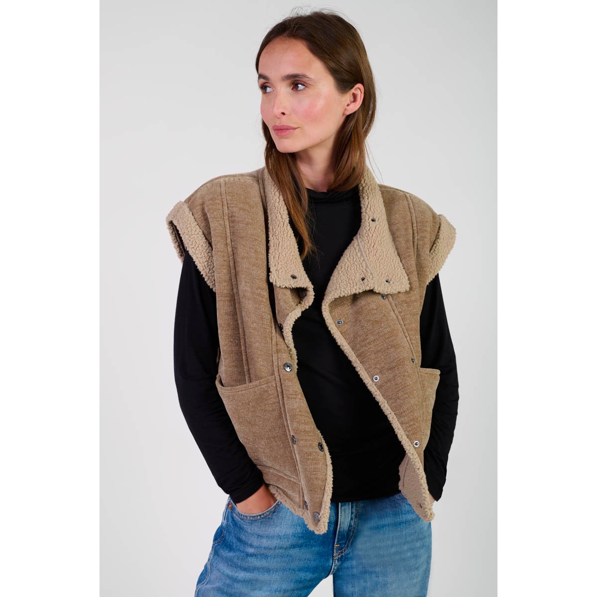 Veste sans manches beige, LE TEMPS DES CERISES