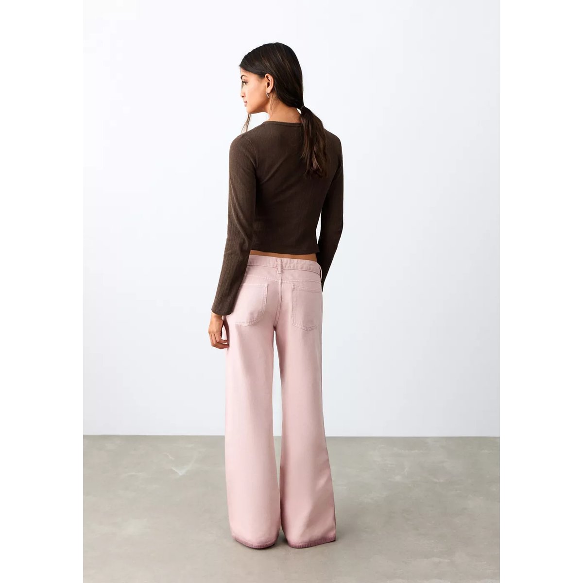 T-shirt en maille fine marron, MANGO TEEN