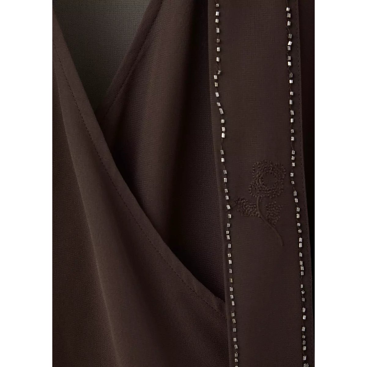Blouse croisée avec perles marron, MANGO TEEN
