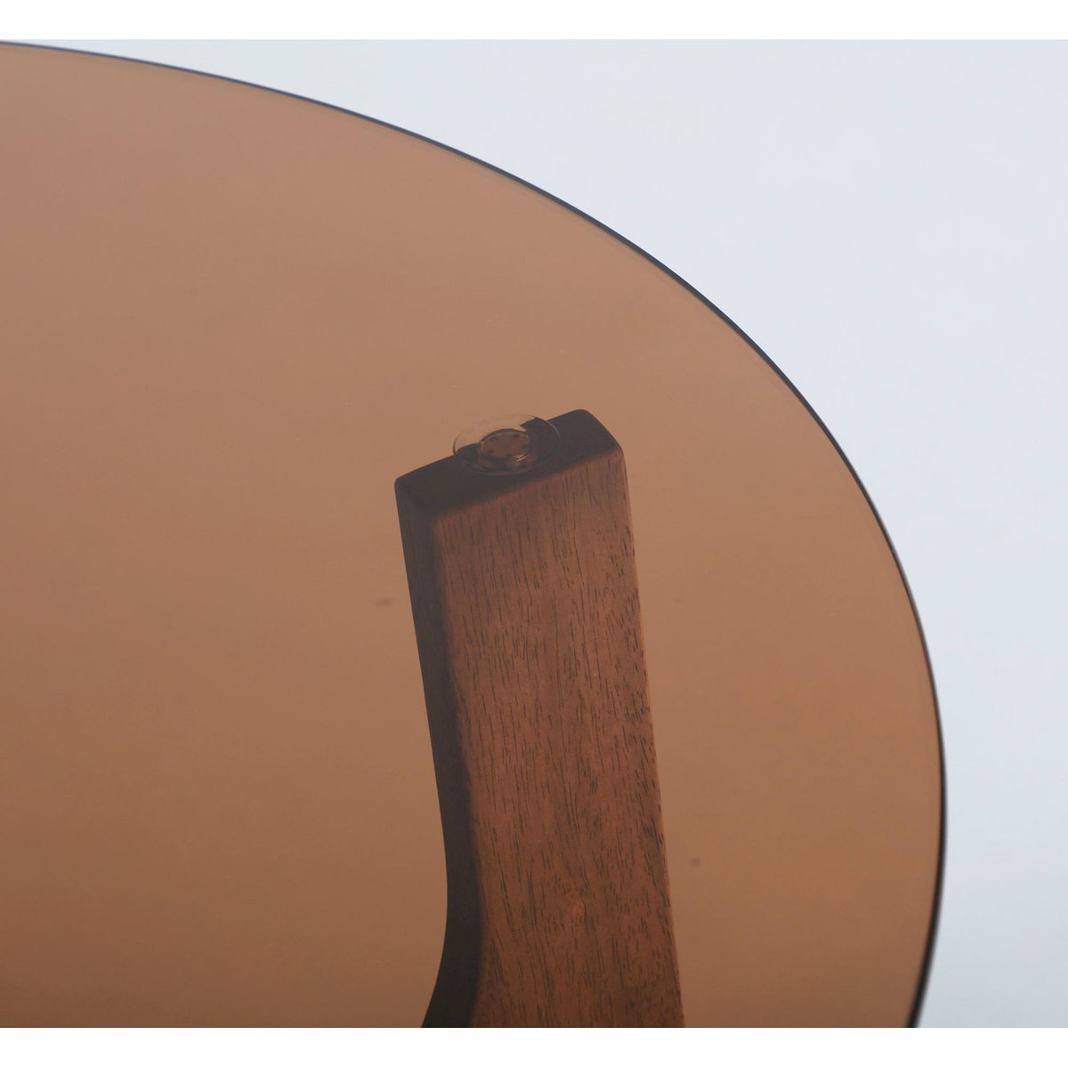 Table basse ronde bois collection lubeca marron et verre brun fumé, RECOLLECTION